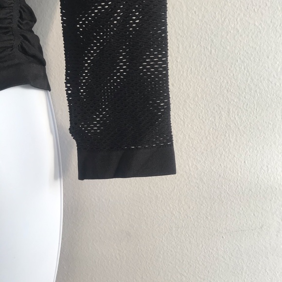 NWOT Black Ruched Netted Long Sleeve Winter Top - Picture 6 of 14